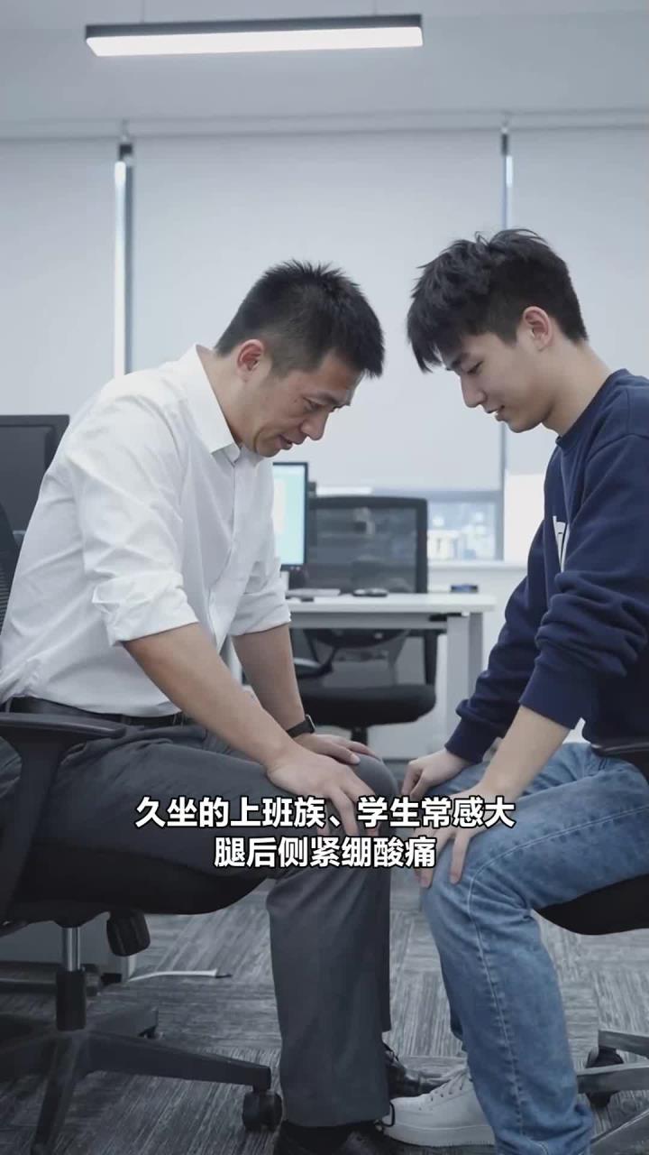 久坐后做 “大腿后侧拉伸 + 按摩”,拉伸后按摩肌肉,缓解紧张