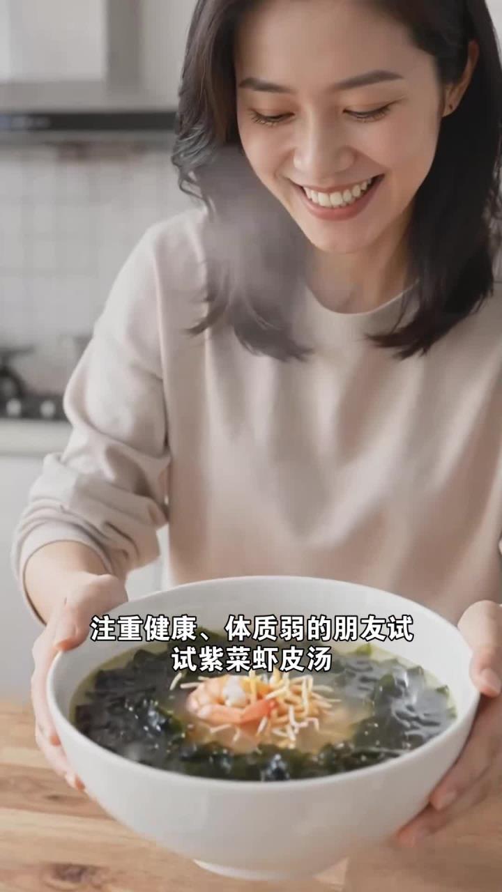 紫菜,搭配虾皮煮汤,补充矿物质强体质