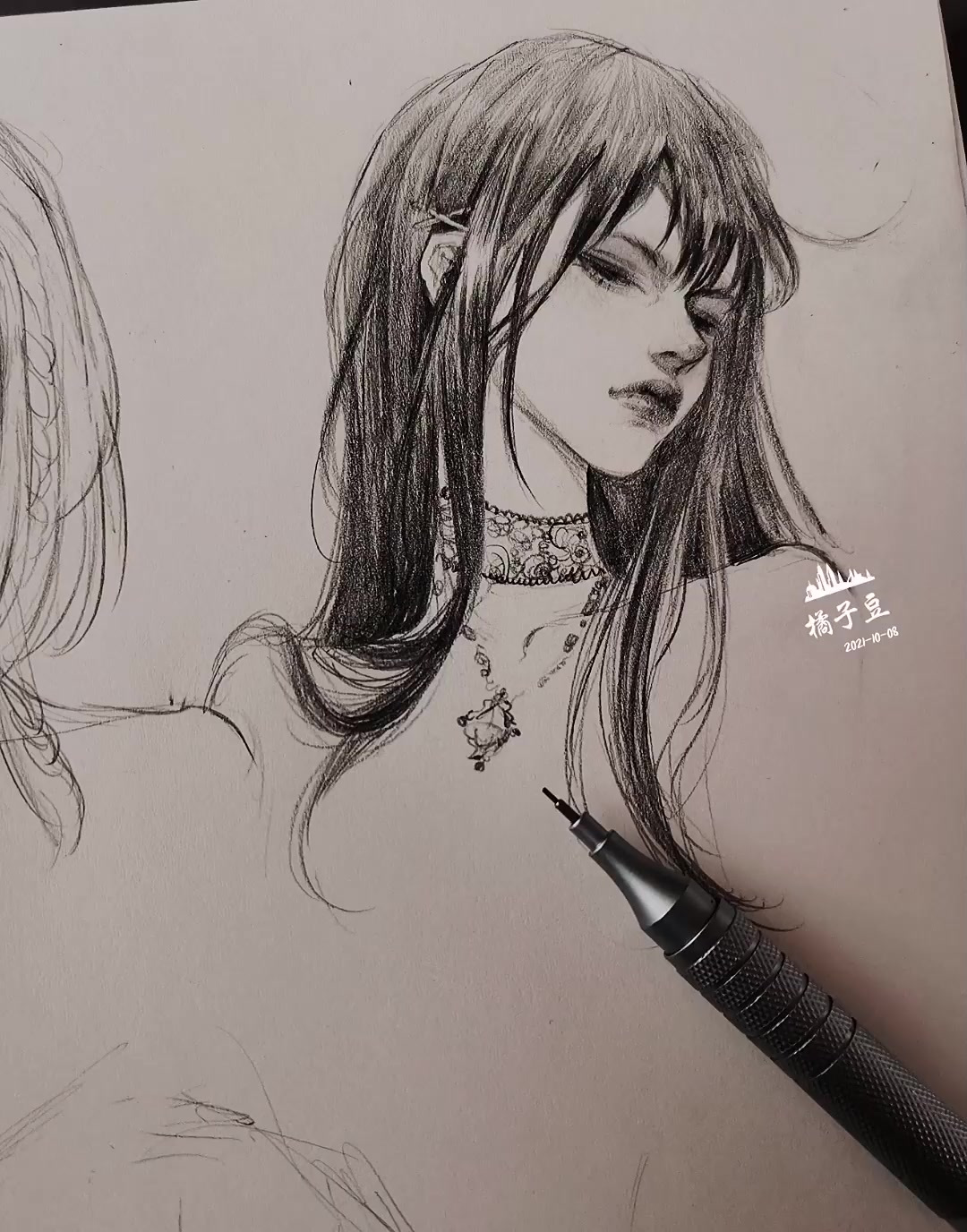 自动铅笔手绘铅笔稿摸鱼手绘头像画画日常瞎画