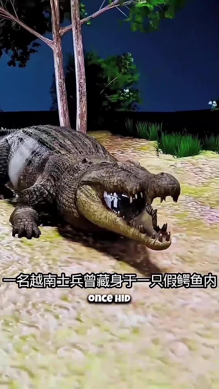 这个士兵居然藏在鳄鱼体内