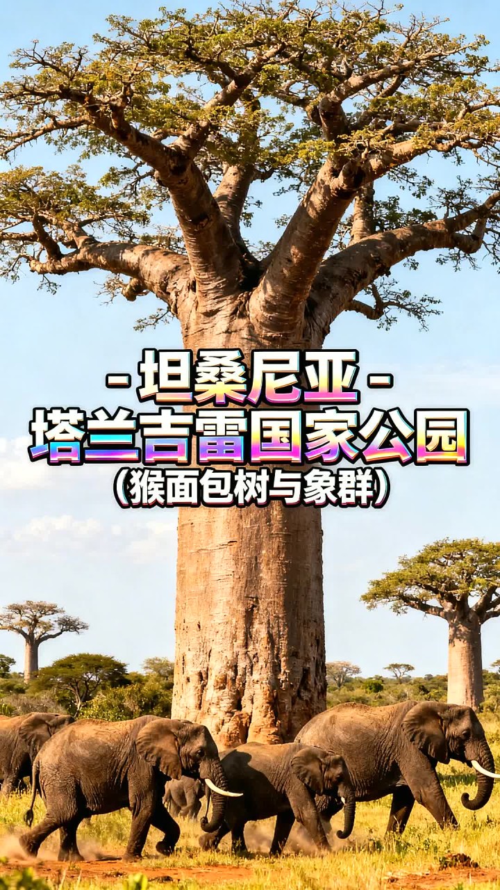 坦桑尼亚 - 塔兰吉雷国家公园(猴面包树与象群)