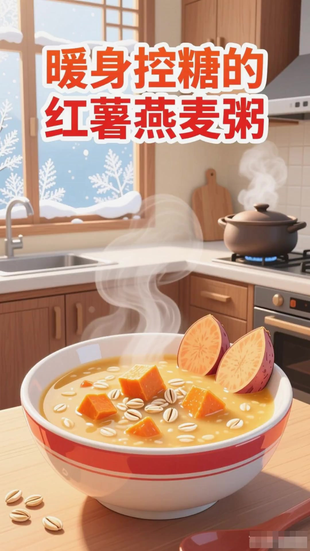 冬季吃红薯,煮粥加燕麦更饱腹