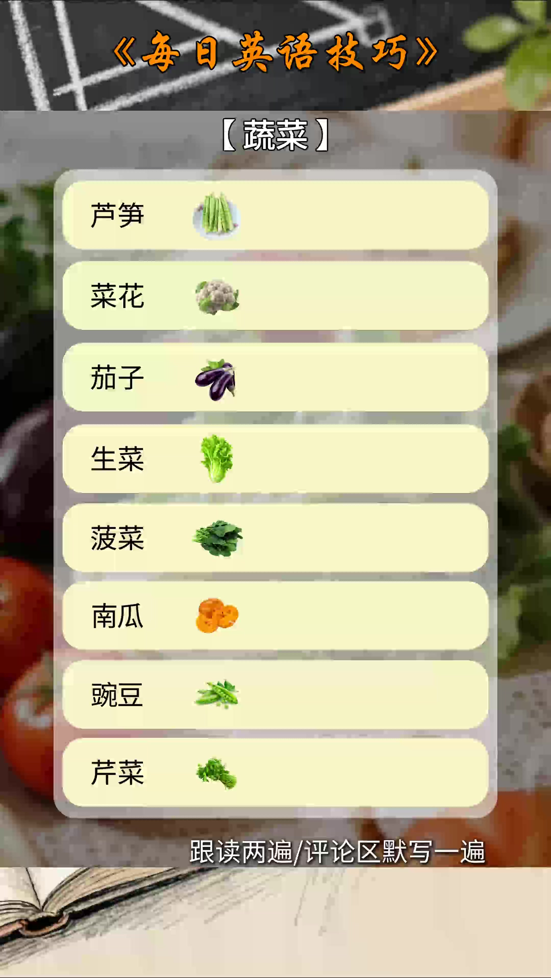 生菜芦笋等蔬菜用英语怎么说