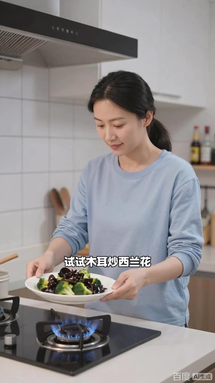木耳炒西兰花，清淡爽口，家常养生菜