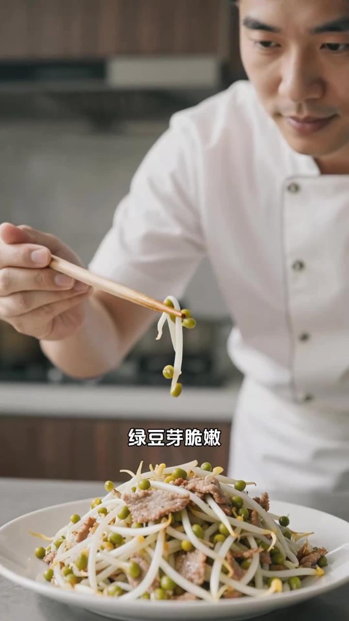 夏日多吃绿豆芽炒肉,清热解暑,营养丰富