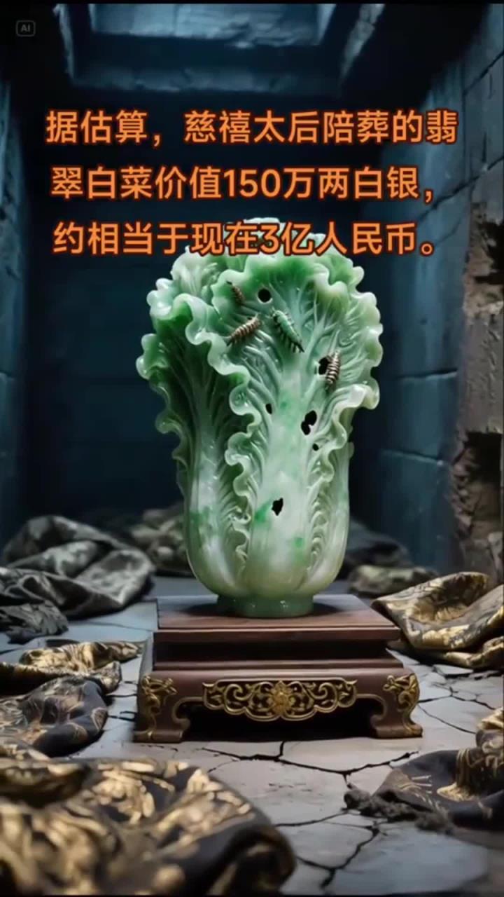 据估算，慈禧太后陪葬的翡翠白菜价值约相当于现在3亿人民币