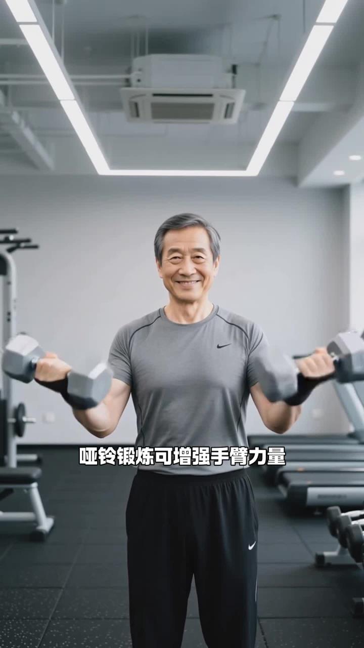 哑铃练手臂,中老年增强肌肉力量～