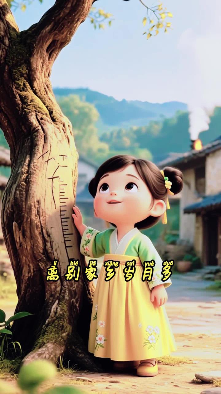 小学一年级《回乡偶书》其二跟读学习,熟悉诗歌表达