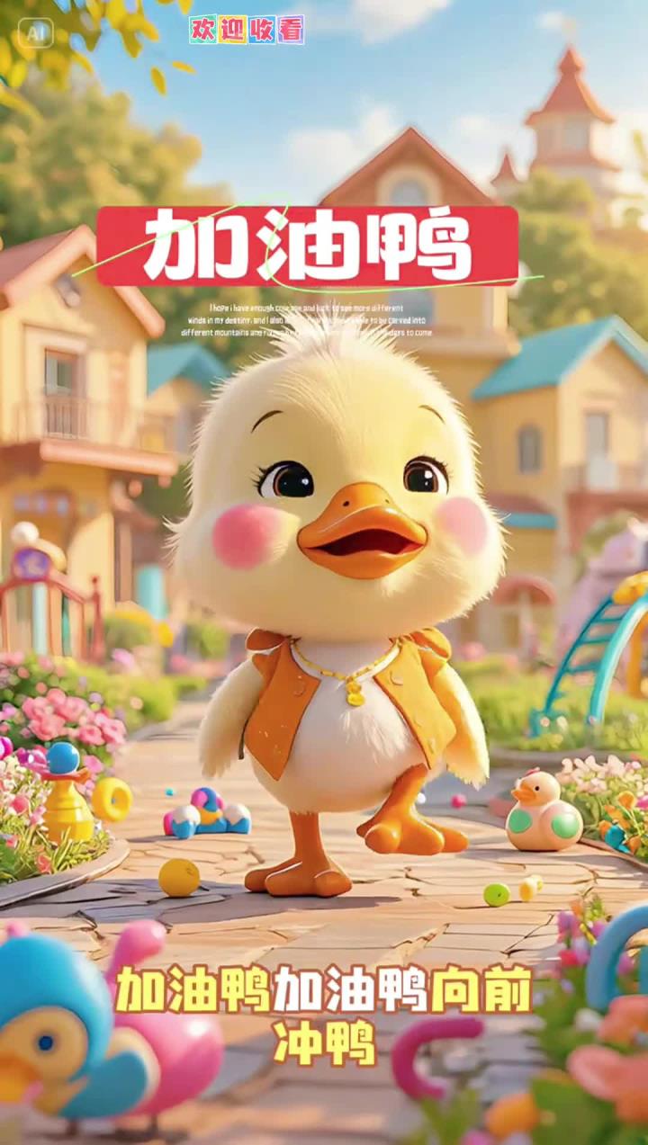 「儿歌《加油鸭》」「萌鸭向前冲」摇摇摆摆小黄鸭,童声“冲呀冲呀别放弃”魔性打气