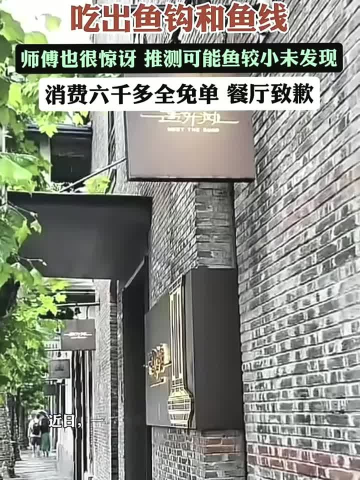 上海一消费者在米其林餐厅吃出鱼钩，消费六千多全免单餐厅致歉