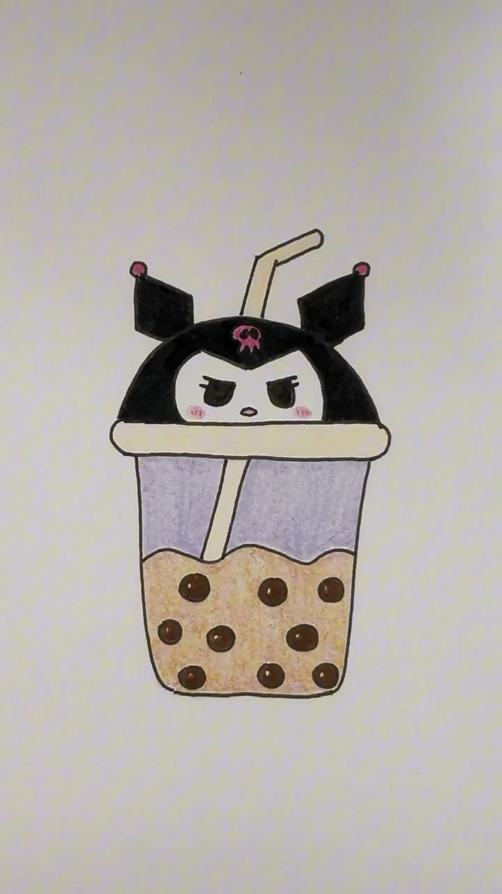 库洛米奶茶这样画,一看就会