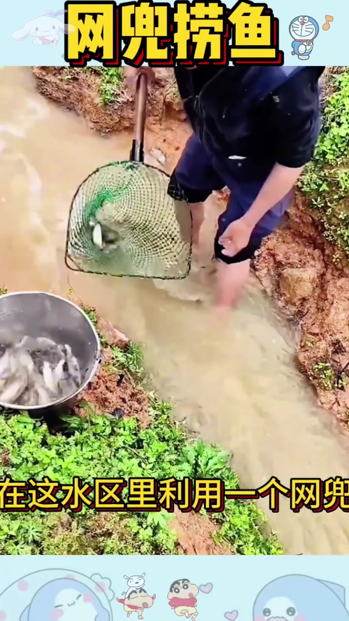  大爷果然是个人才,利用一个网兜捞鱼