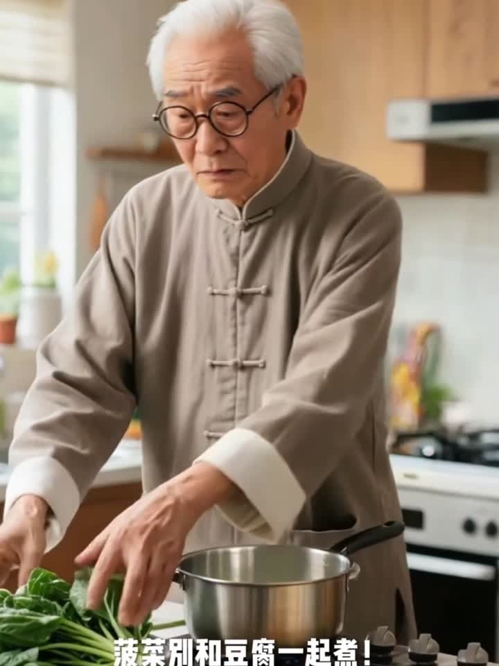 健康养生季：菠菜和豆腐一起煮！