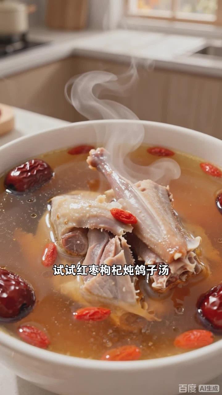红枣枸杞炖鸽子汤，温补气血，秋冬进补好汤品