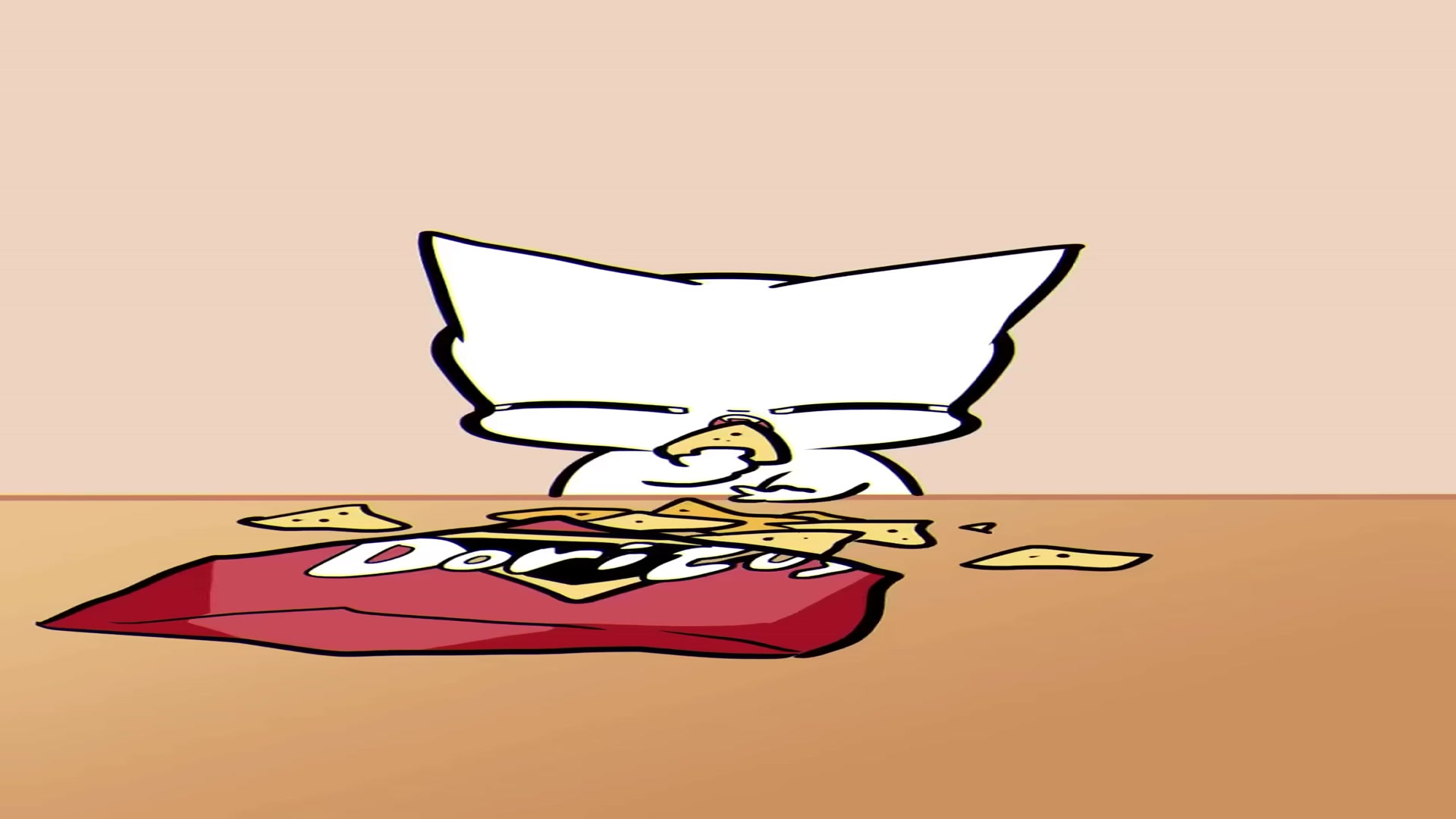 小猫咪吃掉的薯片