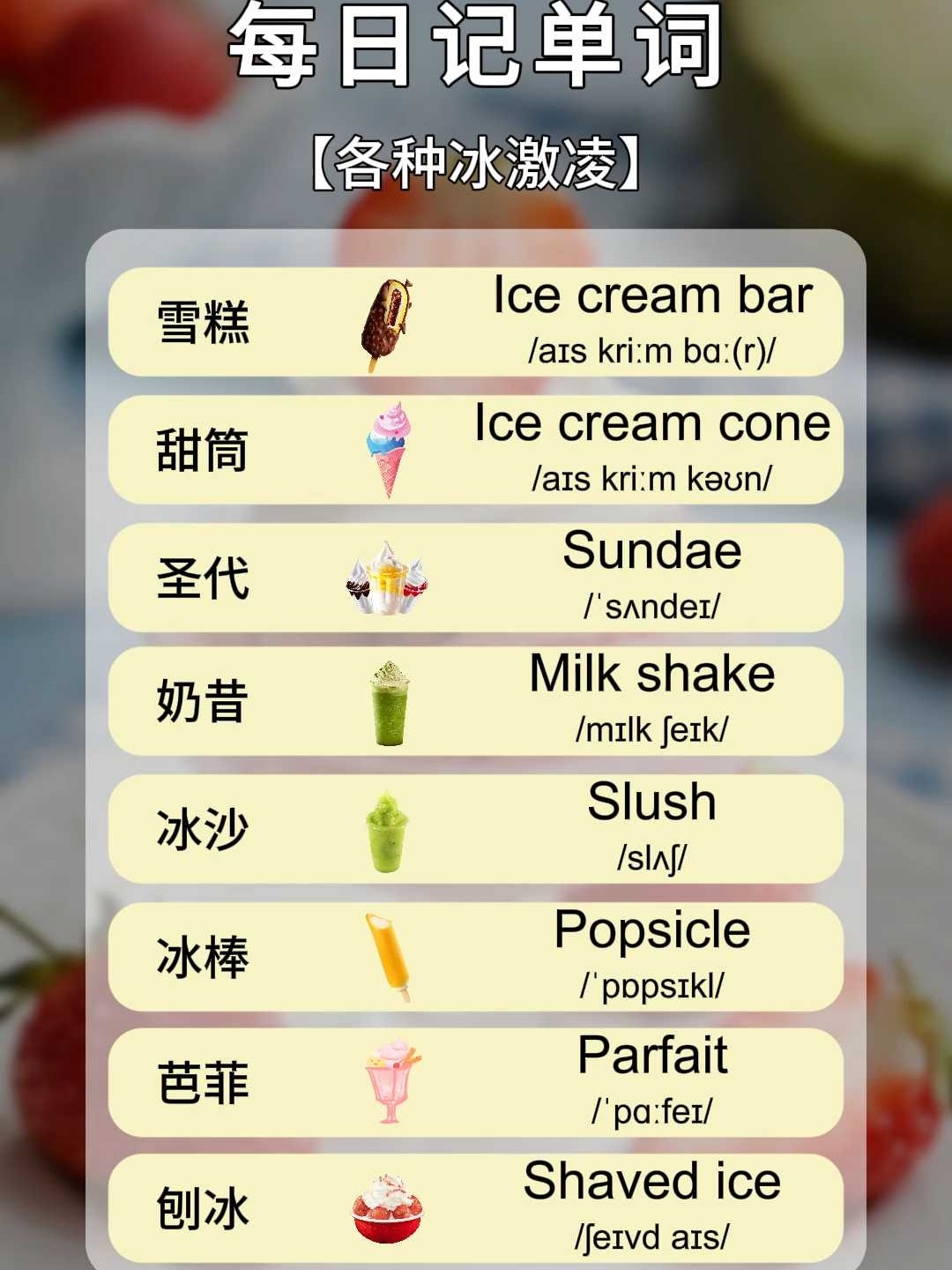 甜筒圣代用英语怎么说呢