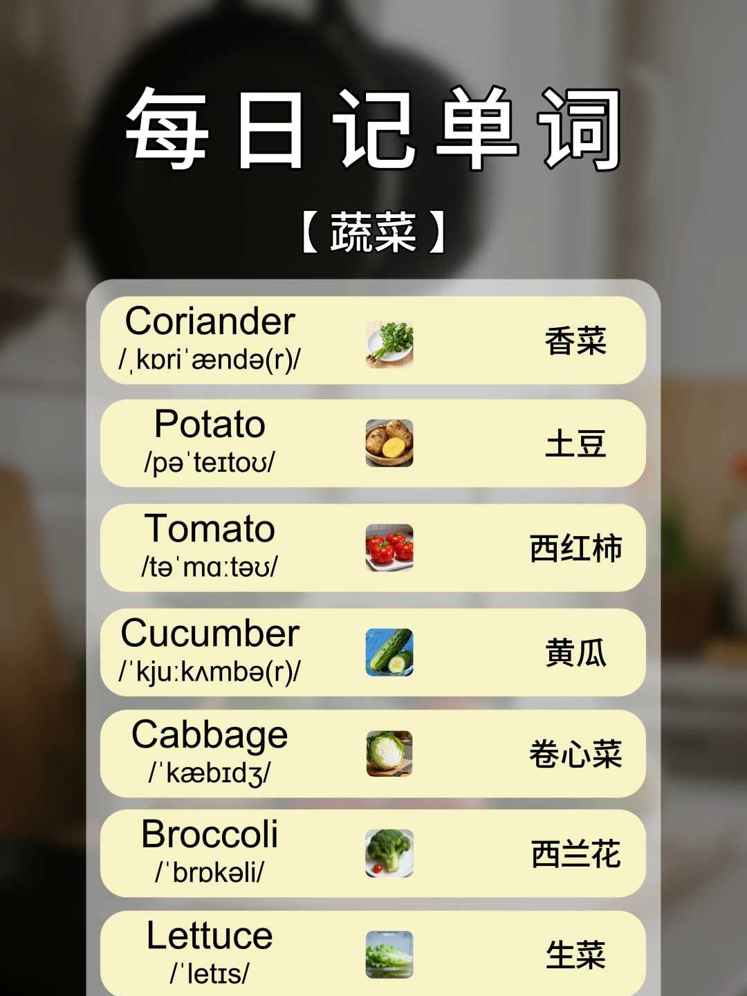 黄瓜西红柿用英语怎么说,蔬菜单词合集