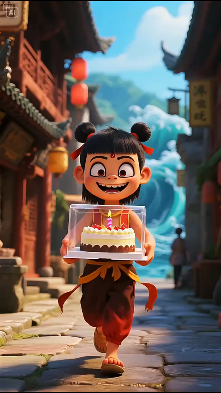 哪吒准备了大大的生日蛋糕