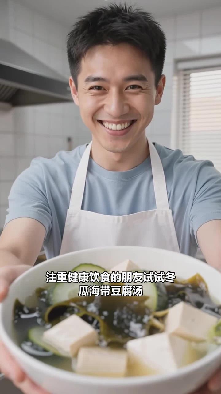 冬瓜海带豆腐汤,清润利水,日常喝着无负担