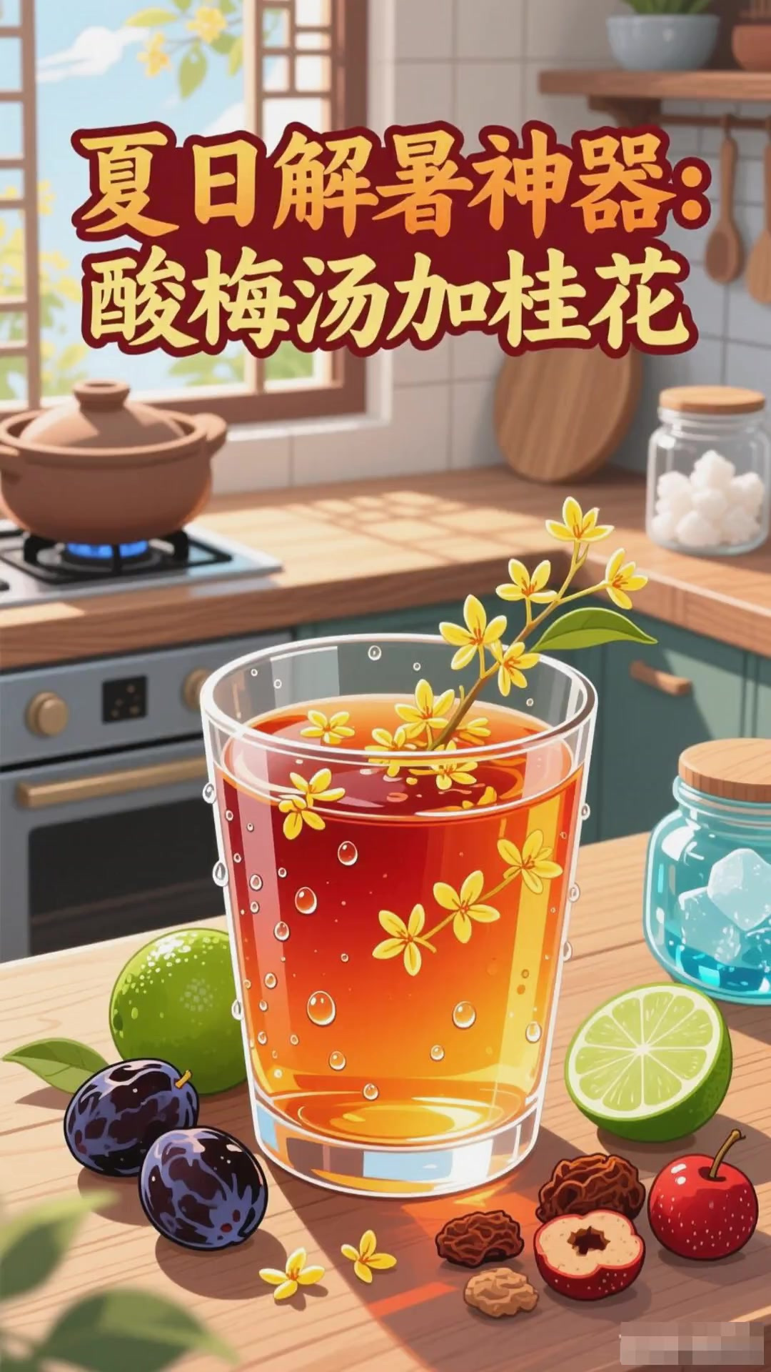 夏季喝酸梅汤,加桂花更飘香