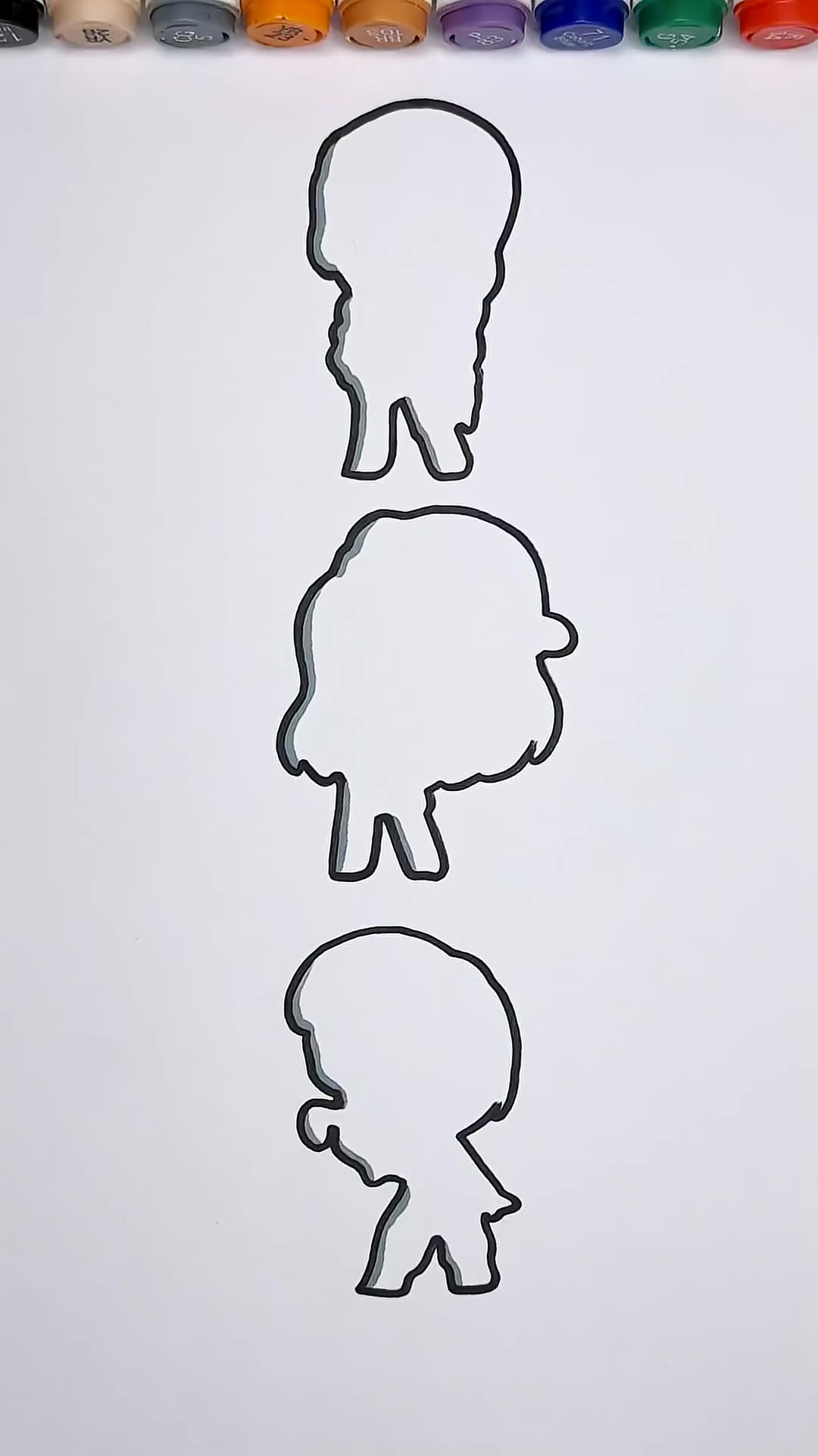 卡通人物半面填色