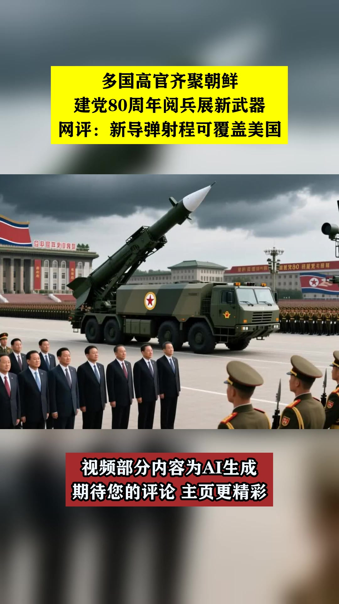 多国高官齐聚朝鲜,建党80周年阅兵展新武器!网评:新导弹射程可覆盖美国!