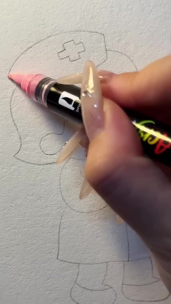 卡通女孩涂色过程
