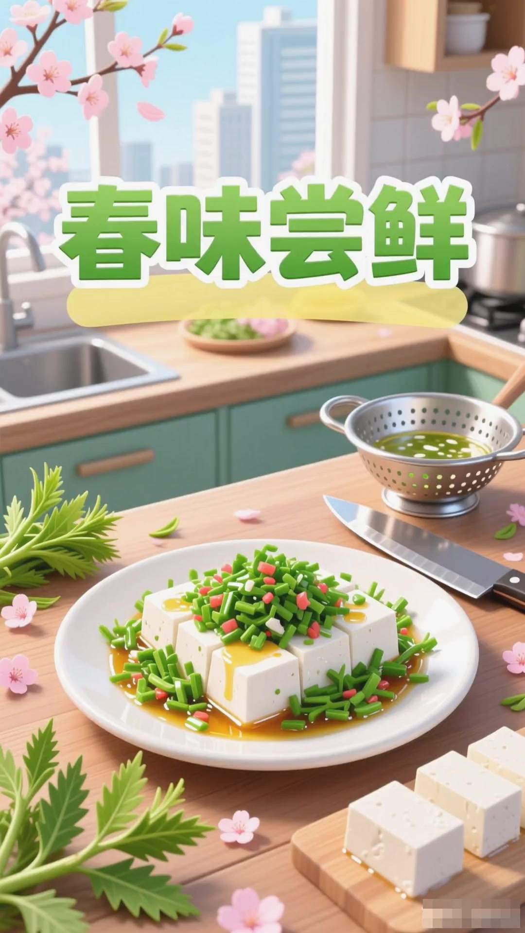 春季的“清爽家常菜”!香椿拌豆腐,清淡不腻还鲜嫩,解春困又开