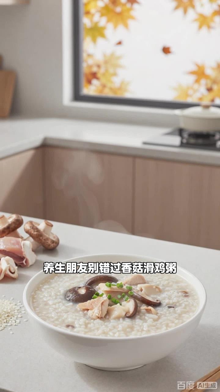 一碗香菇滑鸡粥,健脾补气补营养,秋季养生必备粥