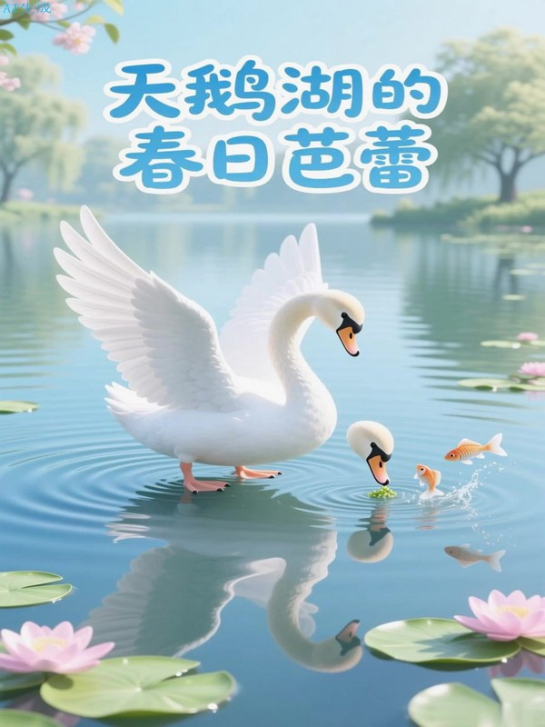 天鹅水上嬉戏:优雅舞者的快乐时光