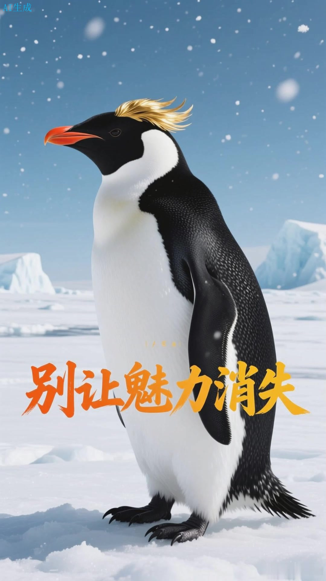 马可罗尼企鹅,金色眉毛,眉宇间那簇橙黄色羽毛是它的标志
