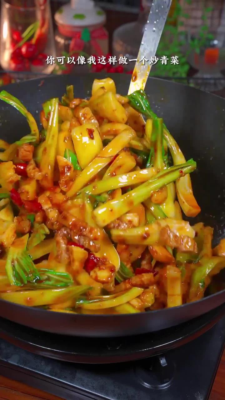 香辣青菜梗，江西干锅蔬菜做法，香辣下饭