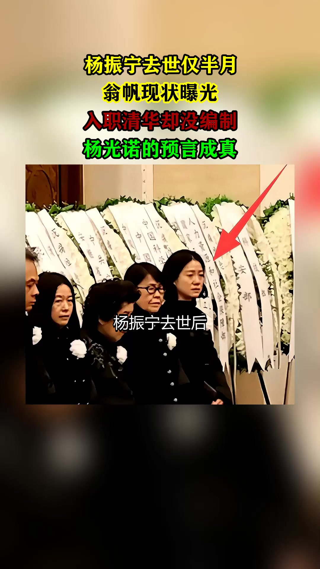 杨振宁去世仅半月,翁帆现状曝光,入职清华却没编制,杨光诺的预言成真