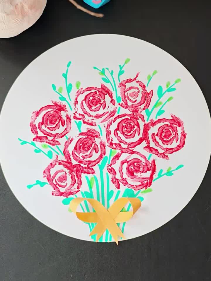 玫瑰拓印 用蔬菜画一幅好看的玫瑰花