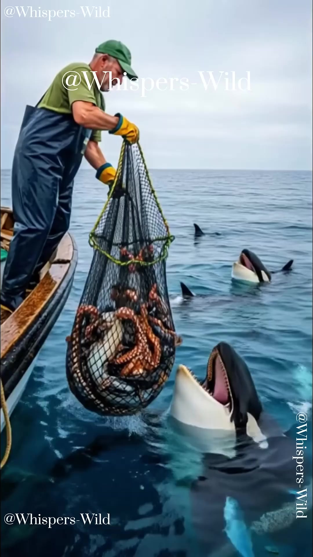 虎鲸大抢渔获：海中意外“食大餐”惊现水面奇观