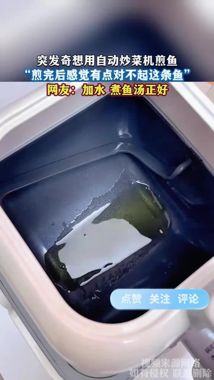 突发奇想用自动炒菜机煎鱼，“煎完后感觉有点对不起这条鱼”