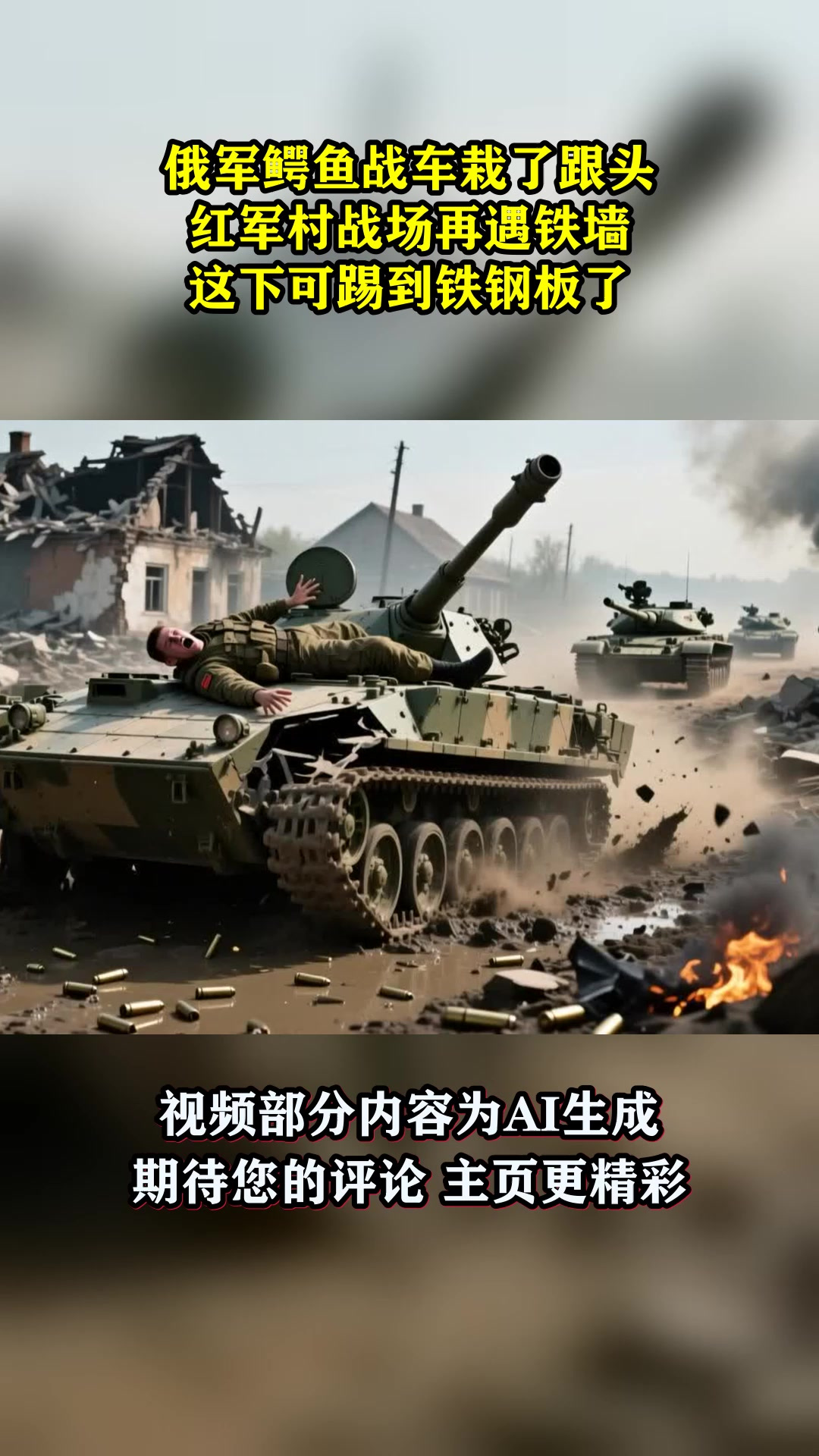 俄军鳄鱼战车栽了跟头，红军村战场再遇铁墙！这下可踢到铁钢板了！