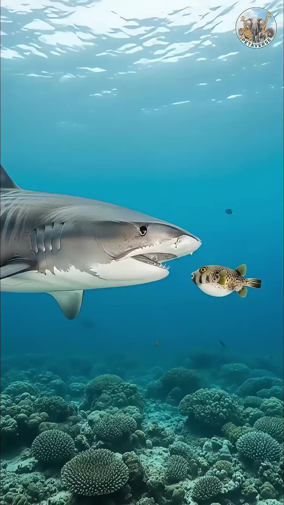 鲨鱼遭河豚反击：刺球瞬间炸开瞬间逆转