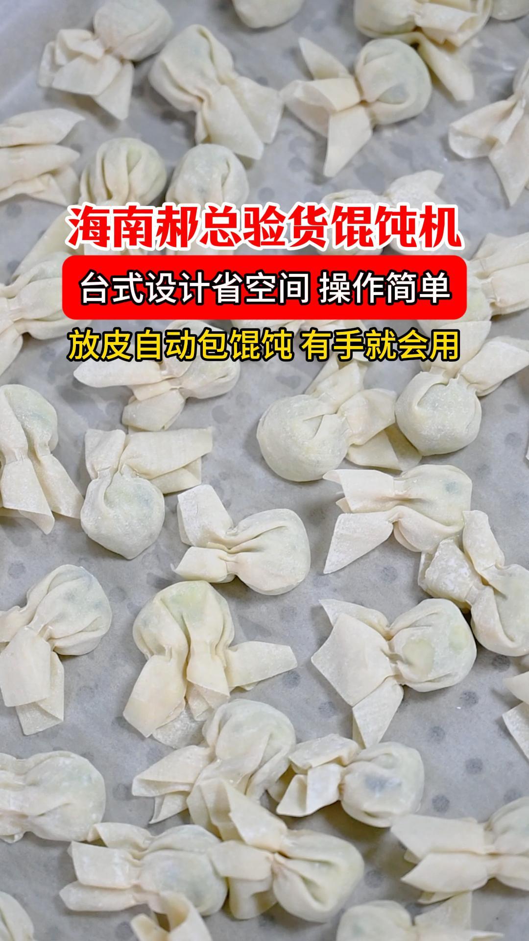 海南郝总验货小金鱼馄饨机,台式不占地方,时产1500个馄饨