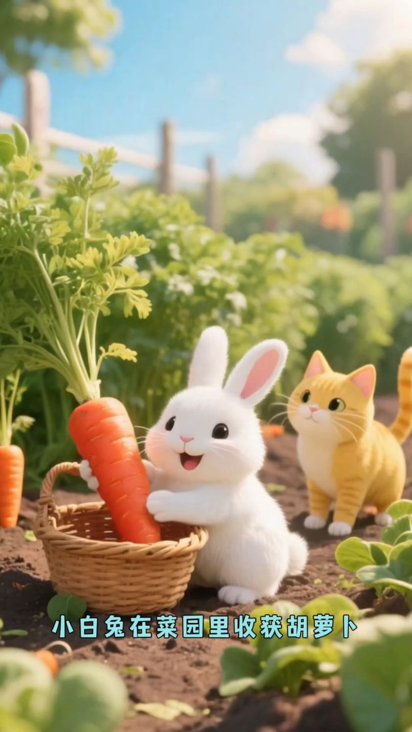 动漫儿童故事小猫种鱼