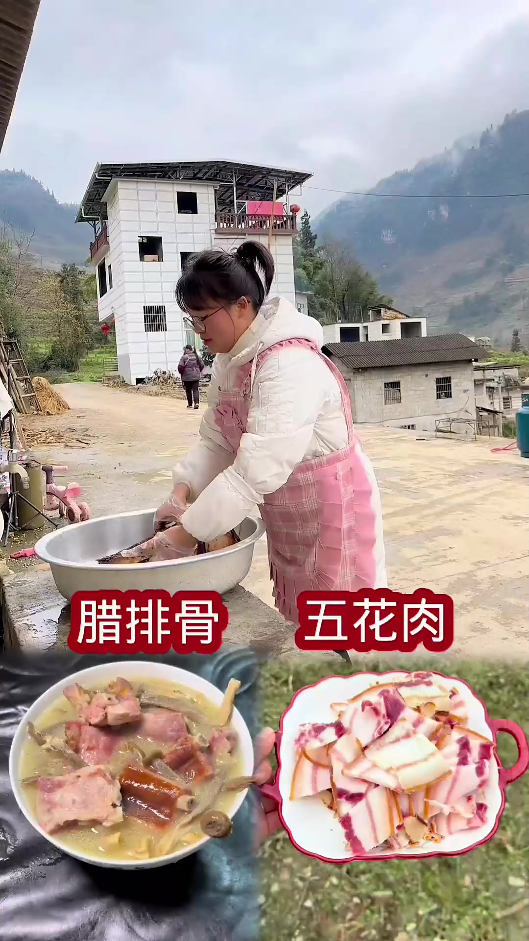 去年做的新腊肉已经熏了快两个月了，今天拿一块烧来吃，看看干到