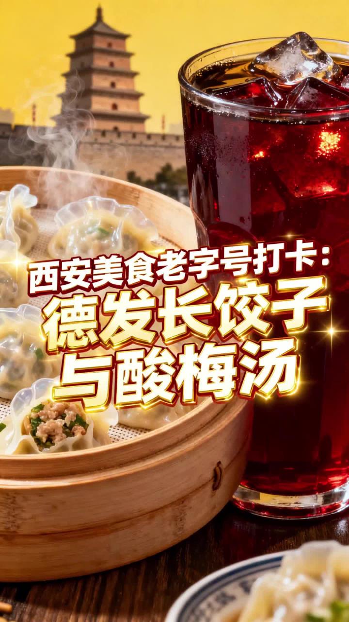 打卡西安老字号美食，品尝正宗德发长饺子，搭配清甜古法酸梅汤