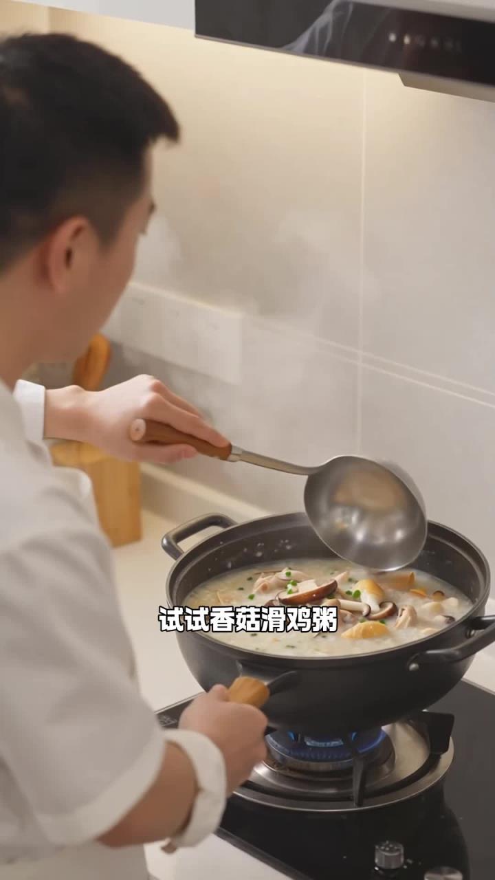 流感食护,香菇滑鸡粥,健脾养胃补充营养