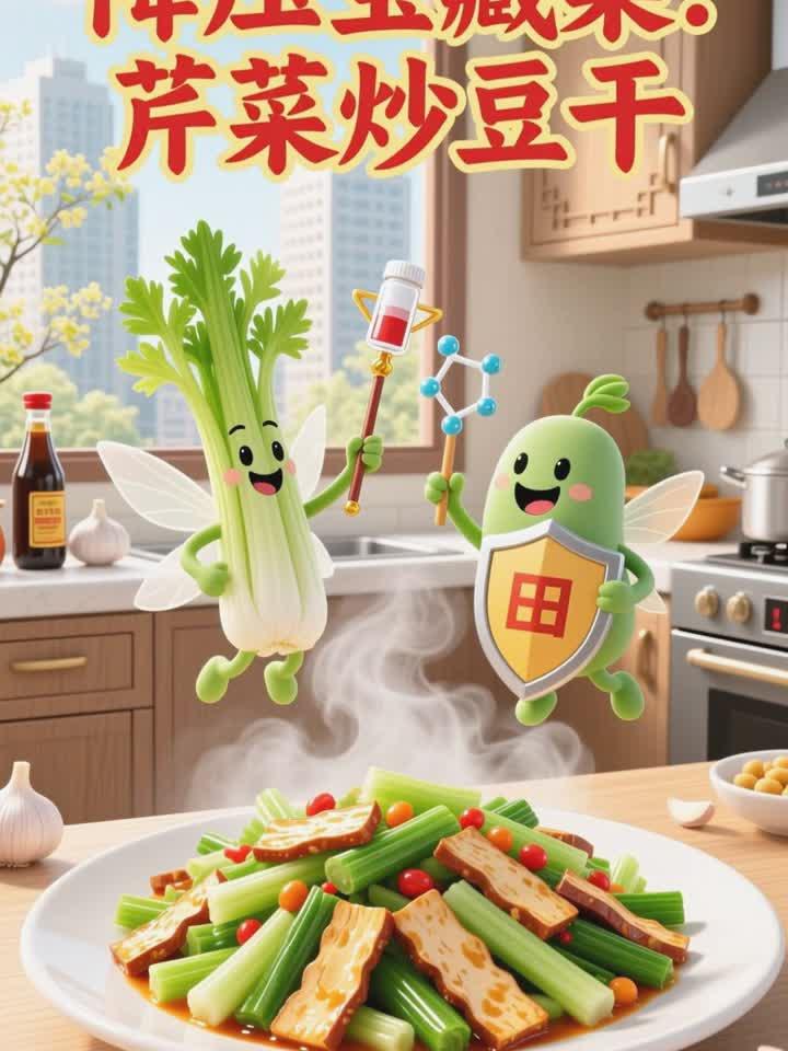 养生小妙招:高血压吃芹菜炒豆干,辅助降压补充蛋白
