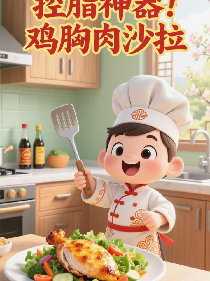 控脂饮食：用鸡胸肉 + 蔬菜做沙拉低脂饱腹