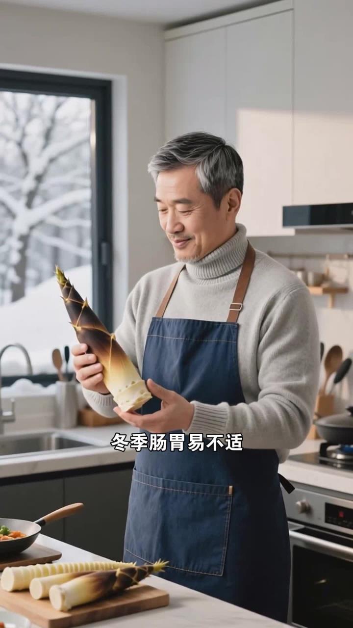 冬季宜食冬笋炒肉片加香菇，化痰消食护肠胃
