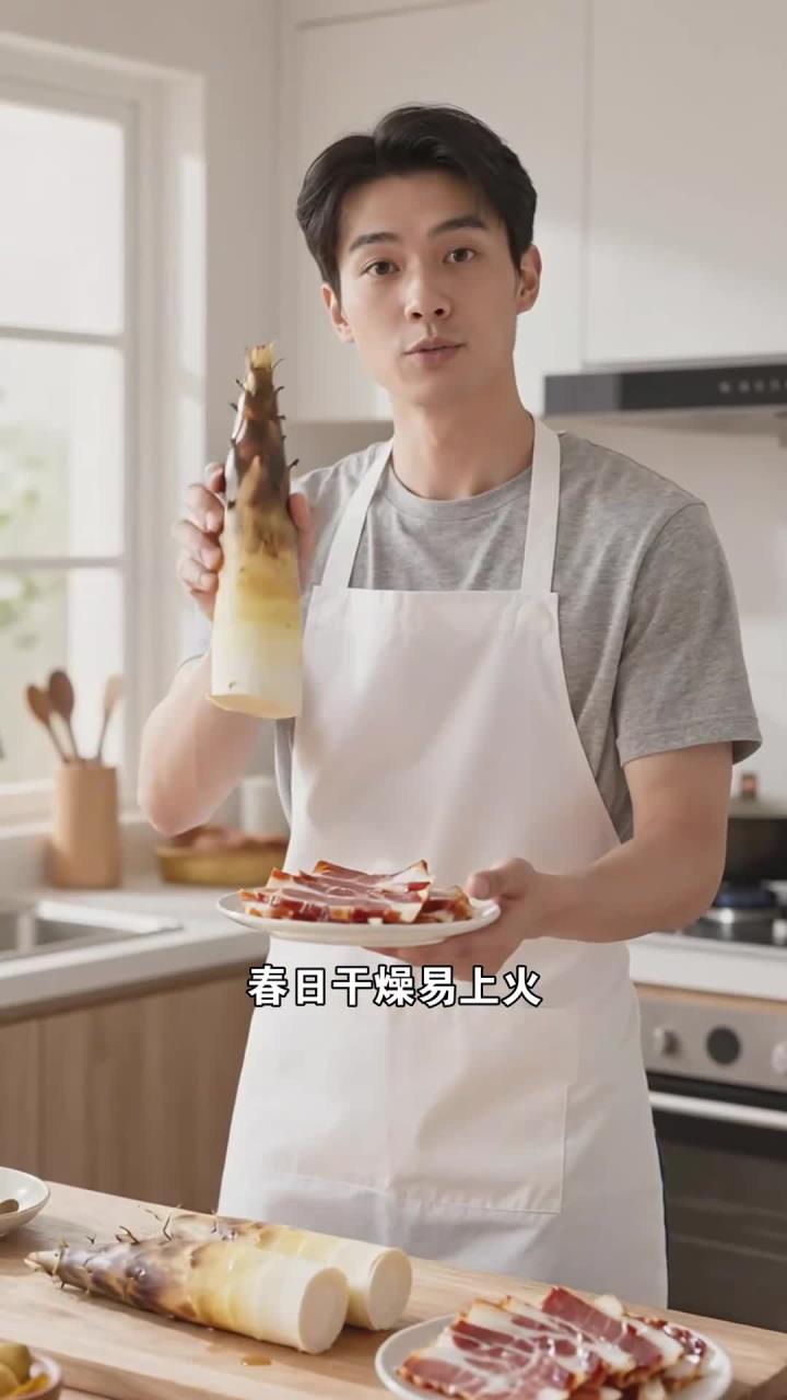 春日炒盘春笋腊肉，鲜香味美滋阴，口舌生清香
