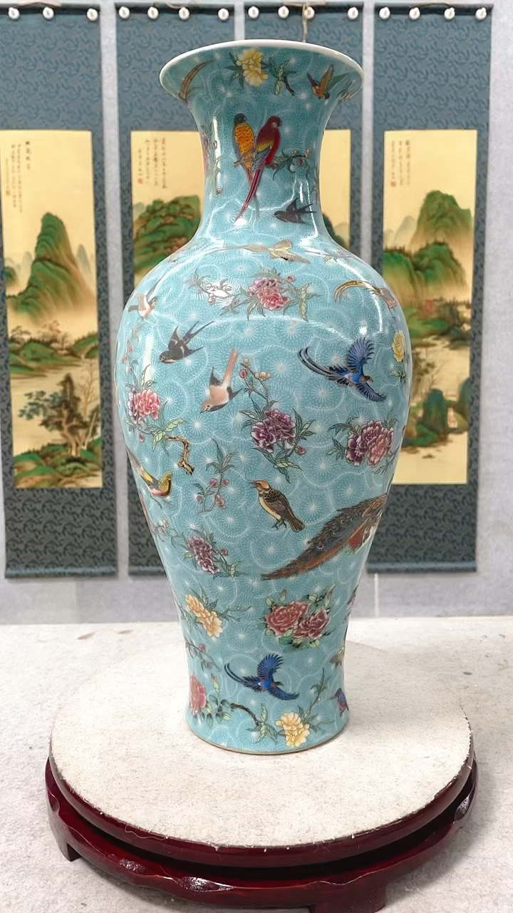 百鸟朝凤,鱼尾瓶