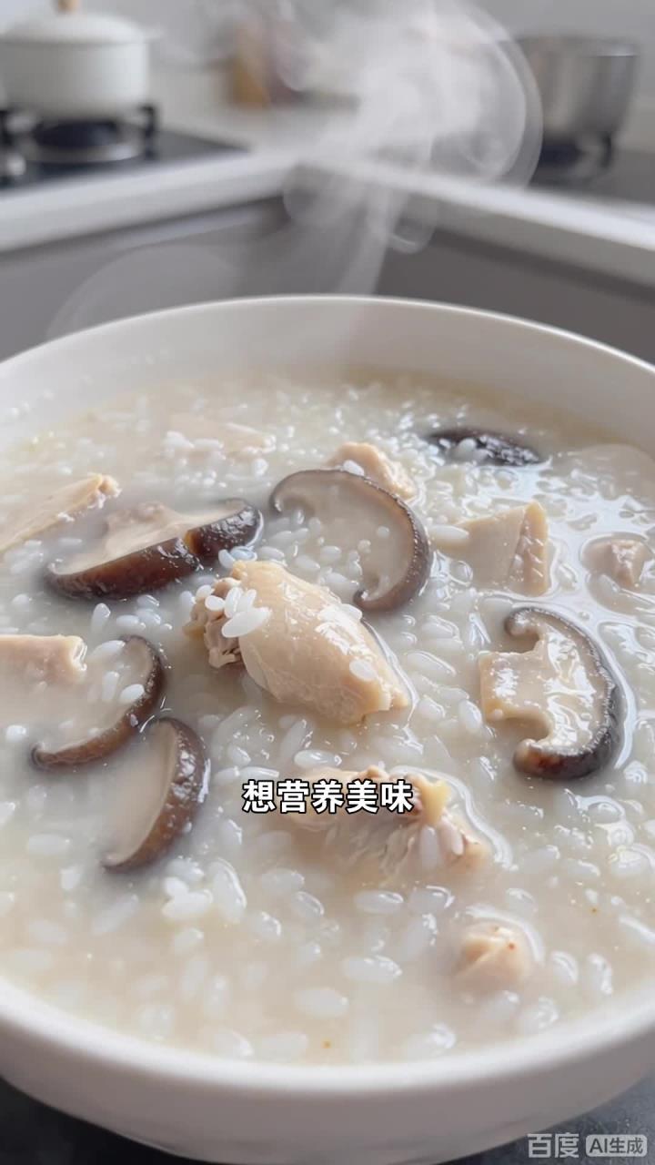 一碗香菇滑鸡粥,健脾补气补营养,鲜香可口好滋养