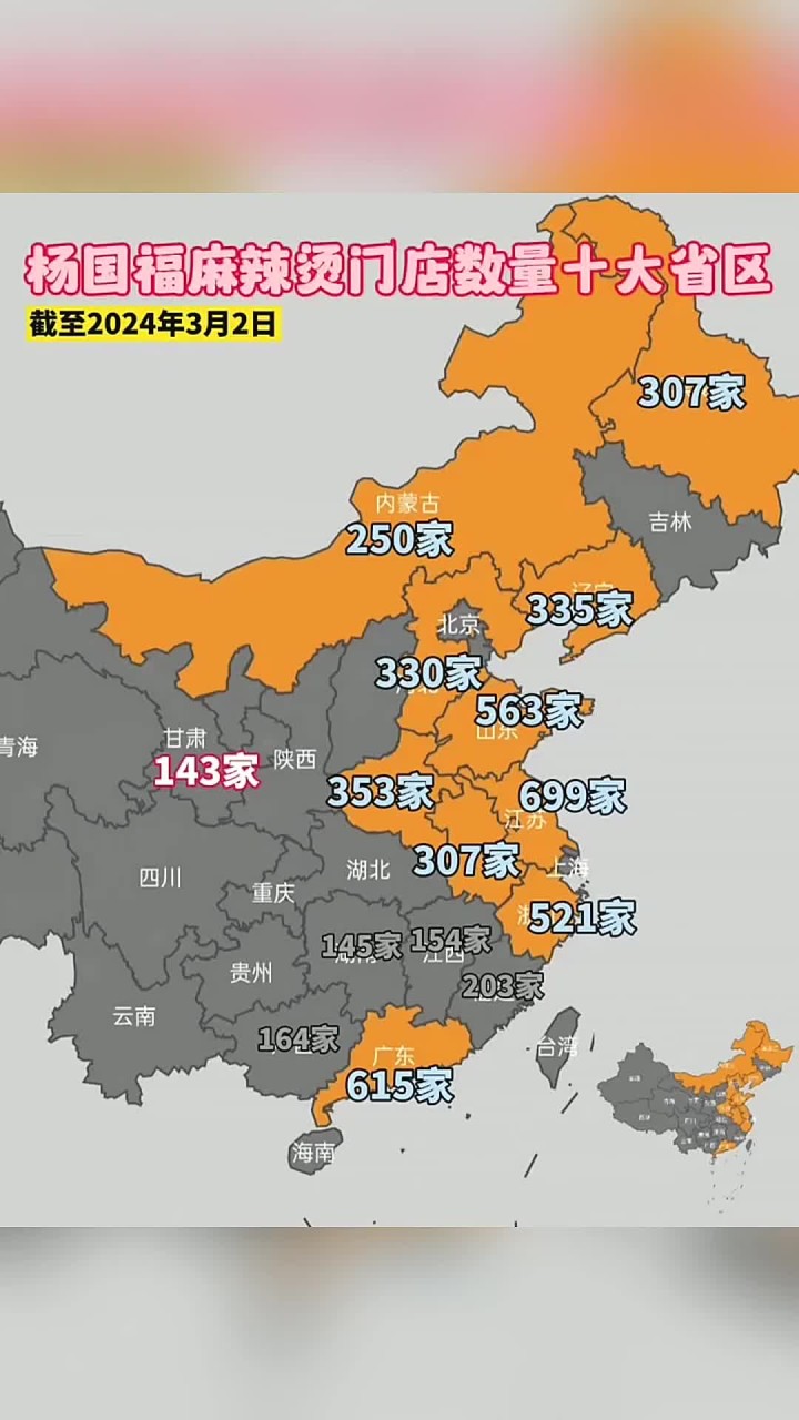 杨国福麻辣烫门店数量十大省区